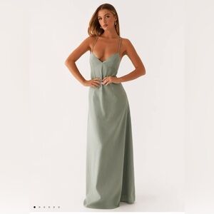 Peppermayo Middle Ground Linen Maxi Dress - Sage